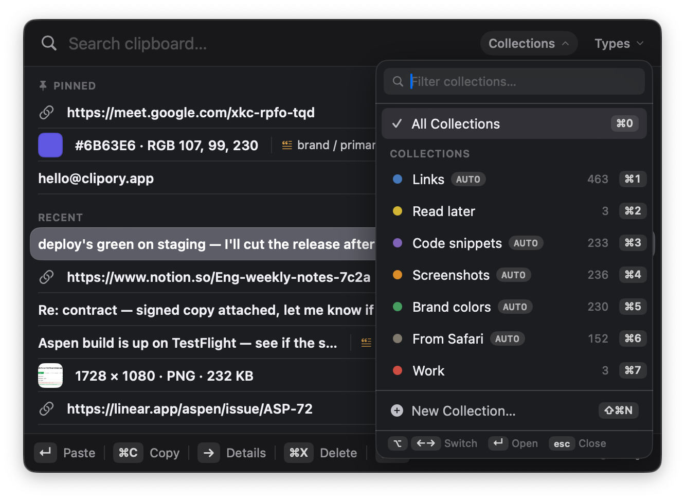 Collections that organise themselves