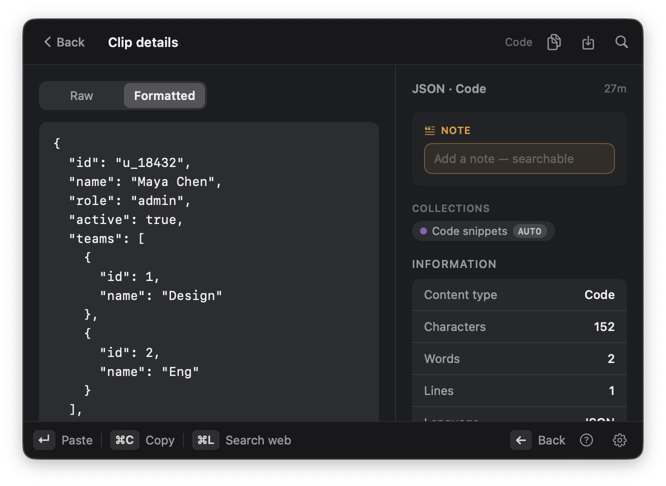 A built-in JSON viewer