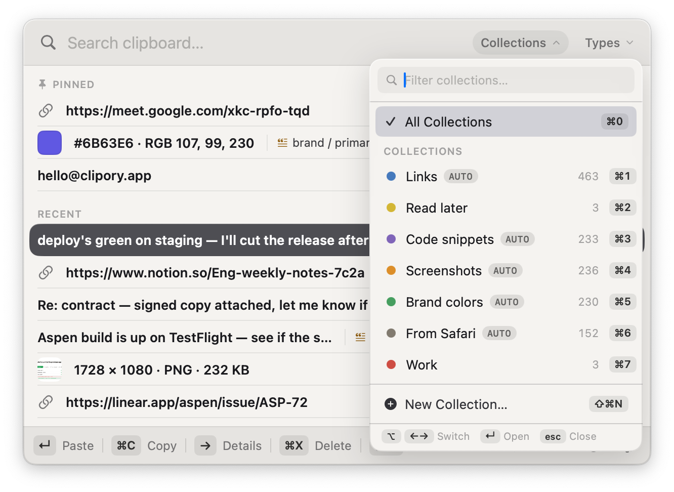 Collections that organise themselves